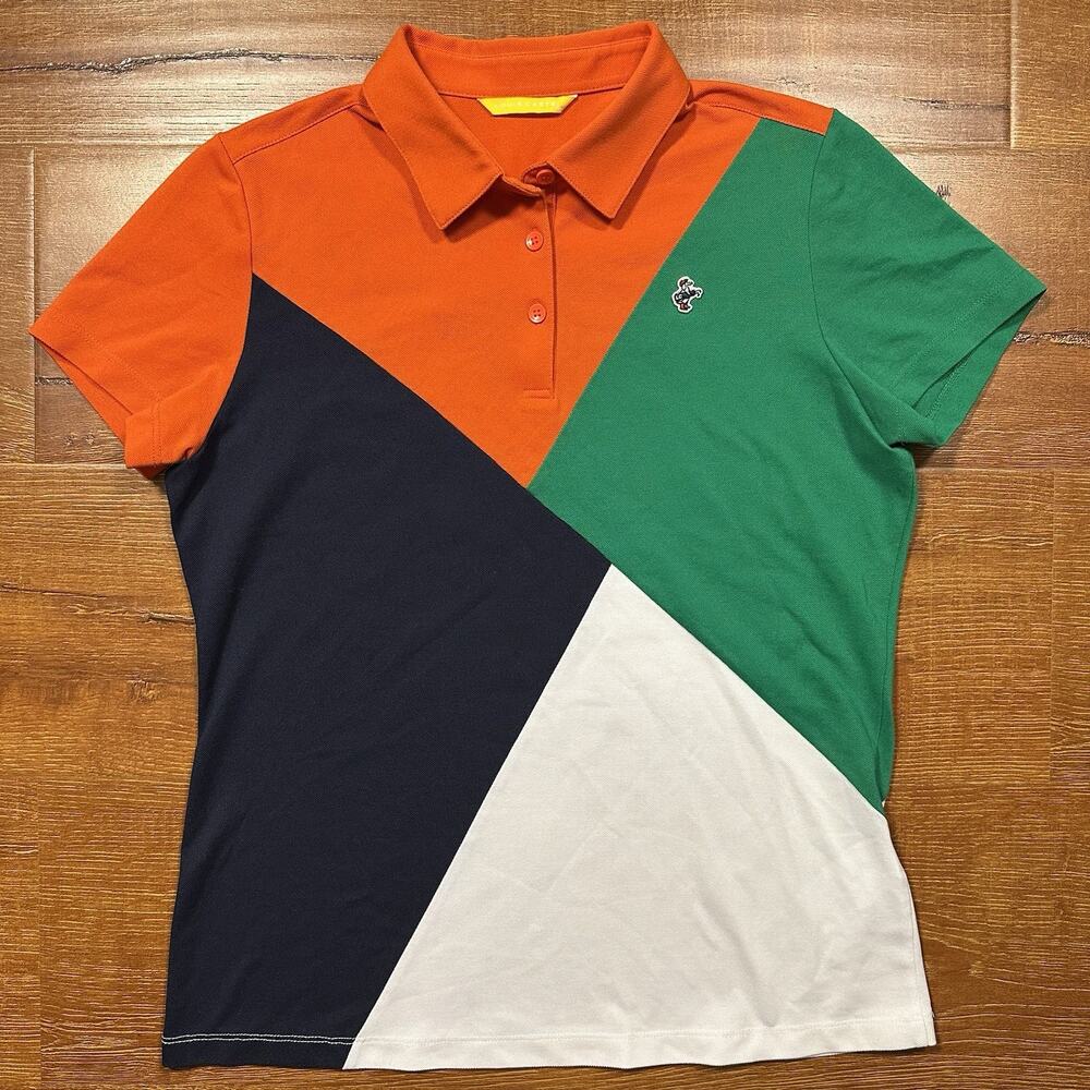 Louis Castel Golf Polo Shirt Womens 100 M Color Block Short Sleeve Luxury City